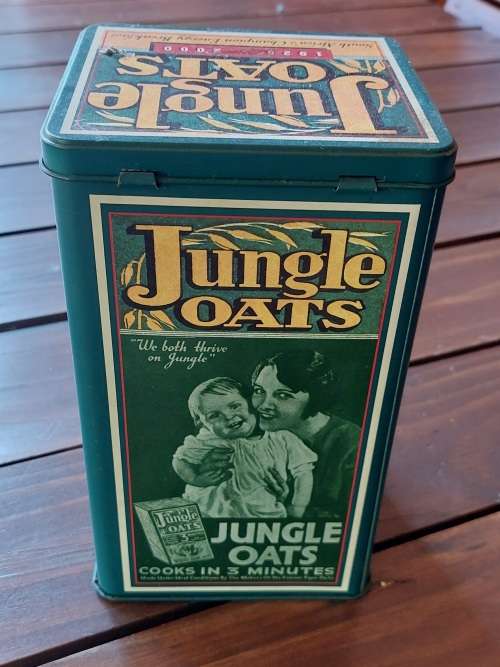 Jungle Oats Tin - Measurements 11cm x 12cm x 21cm COLLECTABLE